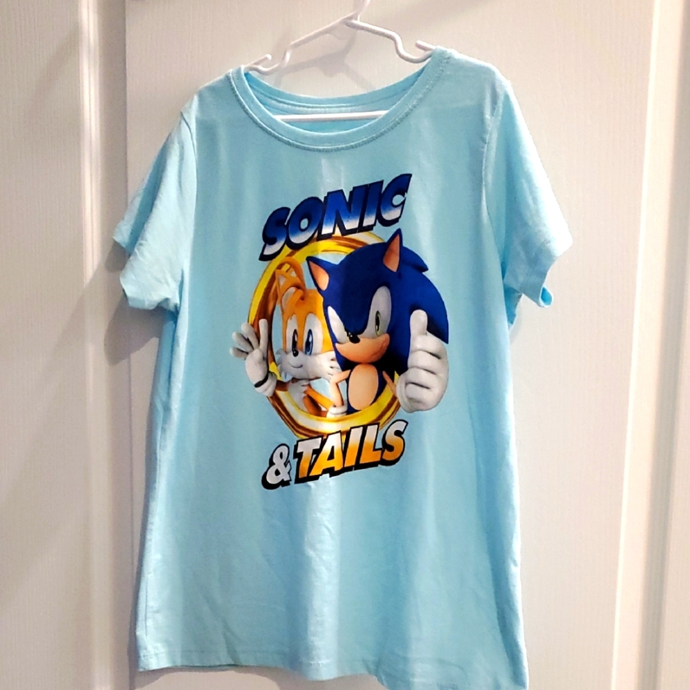 Sonic & Tails Kids Blue T-Shirt, Size L(10/12)